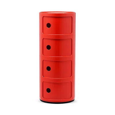 Kartell Componibili Colors 4 Tier Storage Tower In Red