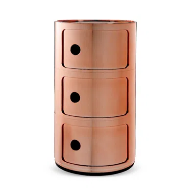 Kartell Componibili Metal 3 Tier Storage Tower In Copper