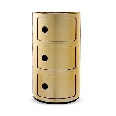 Kartell Componibili Metal 3 Tier Storage Tower In Gold