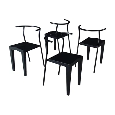 Pre-owned Kartell Dr. Glob Dining Chair Set By Philippe Starck For , Italy 1980's In Black