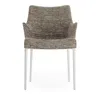 Kartell Eleganza Nia Melange Dining Armchair, White Legs In Dove Gray