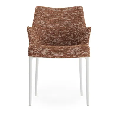 Kartell Eleganza Nia Melange Dining Armchair, White Legs In Rust