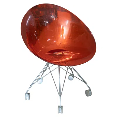Pre-owned Kartell Eros Red Eiffel Swivel Chair On Wheels Philippe Starck For , Italy