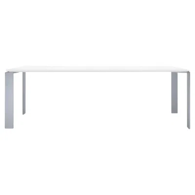 Pre-owned Kartell Four Table Soft Touch In White/ Aluminum By Ferruccio Laviani In Gray