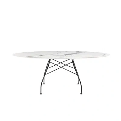Kartell Glossy Oval Dining Table In Brown Emperador