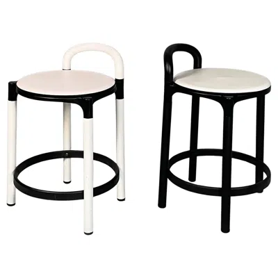 Pre-owned Kartell Italian Modern Black White Stools By Anna Castelli Ferrieri For , 1980s