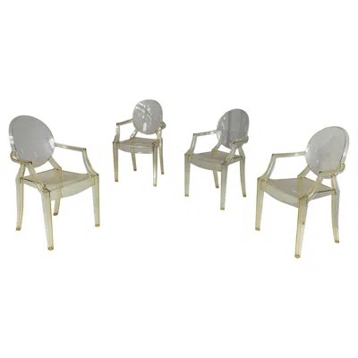 Pre-owned Kartell Italian Modern Yellow Plastic Chairs Louis Ghost By Starck , 2000-2010s