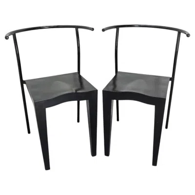 Pre-owned Kartell Pair Of Black Chairs Dr Glob Of Philippe Starck For , Circa 1980