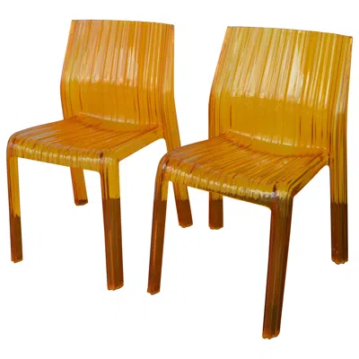 Pre-owned Kartell Pair Of Italian Orange Chairs By