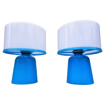 Pre-owned Kartell Pair Of Plastic Bedside Or Table Lamps In Blue