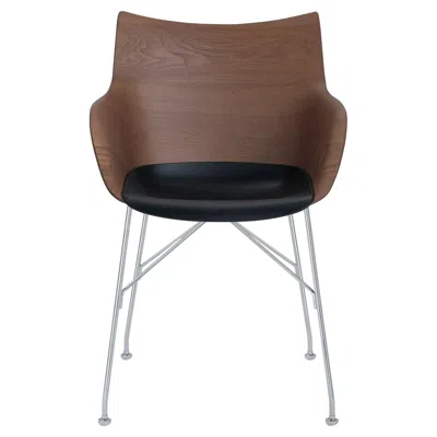 Pre-owned Kartell Q-wood Arm Chair By Philippe Starck In Dark Wood Black