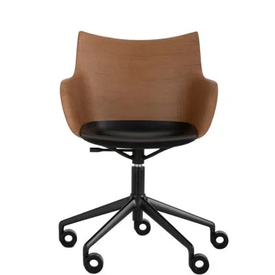 Kartell Q/wood Task Chair In Dark Wood,black