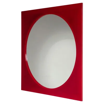 Pre-owned Kartell Red Squared Wall Mirror By Gino Colombini For . Italy, 1970s