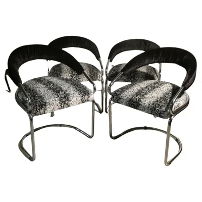 Pre-owned Kartell Sedie In Acciaio Di Giotto Stoppino Per , Italia, Anni '70, Set Di 4 In Black