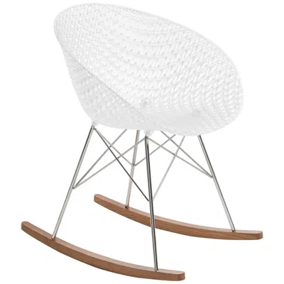 Pre-owned Kartell Set 2 Smatrik Rocking Chair In White With Chrome Legs By Tokujin Yoshioka