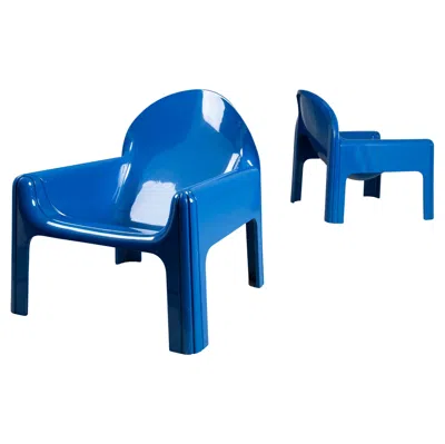 Pre-owned Kartell Set Of 2 Blue 4794 Armchairs, Gae Aulenti,  Space Age Plastic 1970s