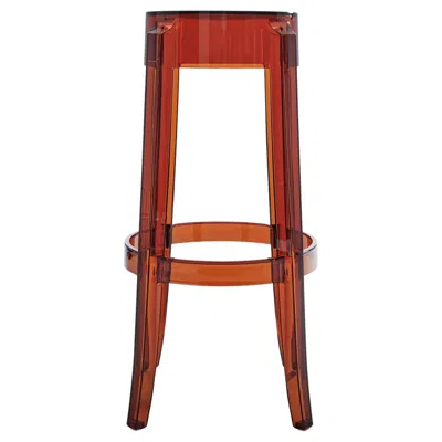 Pre-owned Kartell Set Of 2  Charles Ghost Large Stools In Amber By Philippe Starck In Brown