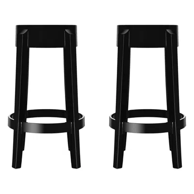 Pre-owned Kartell Set Of 2  Charles Ghost Medium Stools In Glossy Black By Philippe Starck