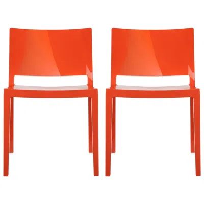 Pre-owned Kartell Set Of 2  Lizz Chairs In Orange By Piero Lissoni & Carlo Tamborini