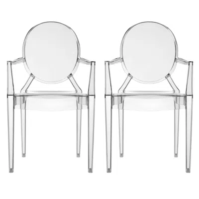 Pre-owned Kartell Set Of 2  Louis Ghost Armchairs In Smoke Grey By Philippe Starck In Gray