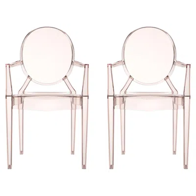 Pre-owned Kartell Set Of 2  Louis Ghost Armchairs In Sunset Orange By Philippe Starck