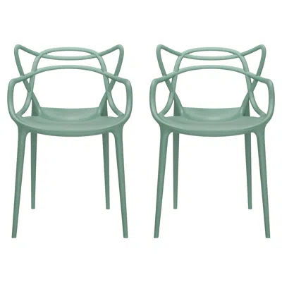 Pre-owned Kartell Set Of 2  Masters Chairs In Sage By Philippe Starck & Eugeni Quitllet In Gray