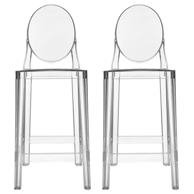 Pre-owned Kartell Set Of 2  One More Counter Stools In Crystal By Philippe Starck In Gray