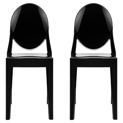 Pre-owned Kartell Set Of 2  Victoria Ghost Chairs In Glossy Black By Philippe Starck