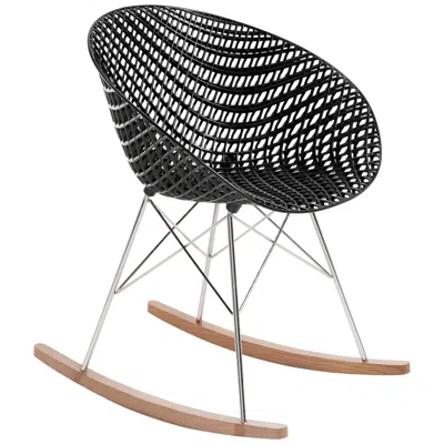 Pre-owned Kartell Smatrik Rocking Chair In Black With Chrome Legs By Tokujin Yoshioka