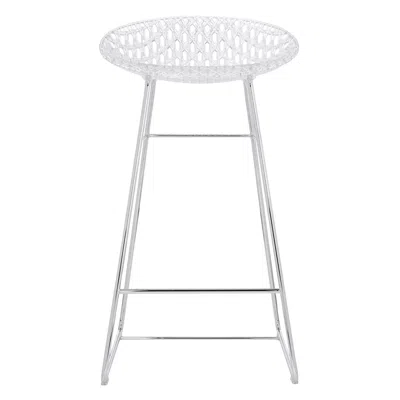 Pre-owned Kartell Smatrik Stool In Crystal By Tokujin Yoshioka In Gray