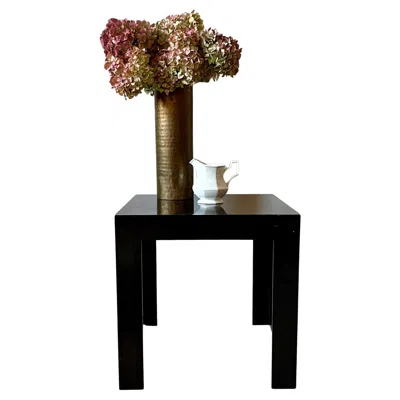 Pre-owned Kartell Style Black Acrylic Parsons Style End Table, Square Vintage