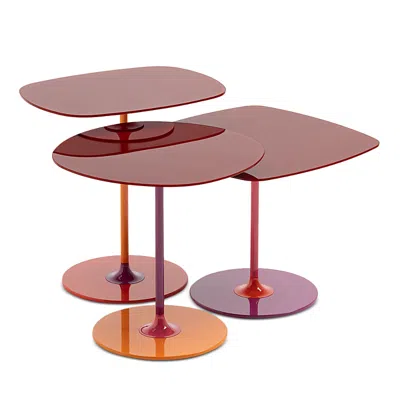 Kartell Thierry Side Table, Set Of 3 In Burgundy