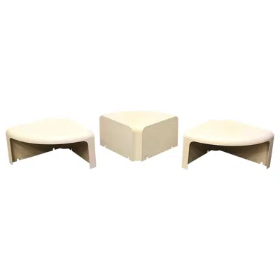 Pre-owned Kartell Three Half Round Plastic Side Tables In Off-white, Circa 1970 In Sand