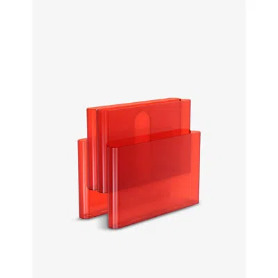 Kartell Translucent Four-pocket Plastic Magazine Rack 34.5cm In Red