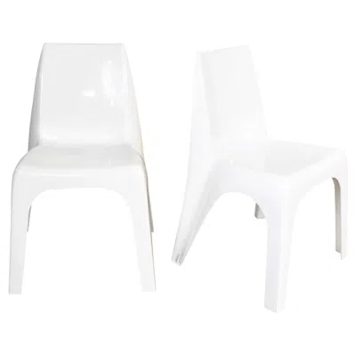 Pre-owned Kartell Vintage Modern White Molded Plastic Chairs Style Of  4850 By Castiglioni
