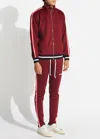 Karter Collection Men's Zip Up Jacket And Sweatpant Set In Burgundy In White