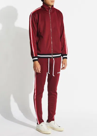 Karter Collection Men's Zip Up Jacket And Sweatpant Set In Burgundy In White