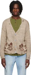 Kartik Research Gestrickter Intarsien-cardigan In Beige/brown