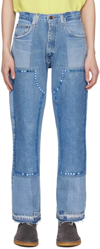 Kartik Research Blue Mirror Jeans In Indigo