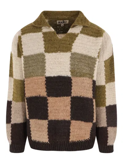 Kartik Research Check Wool V-neck Sweater