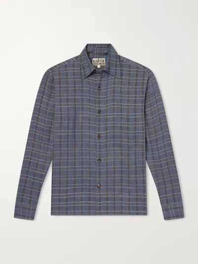 Kartik Research Checked Cotton And Silk-blend Shirt In Blue