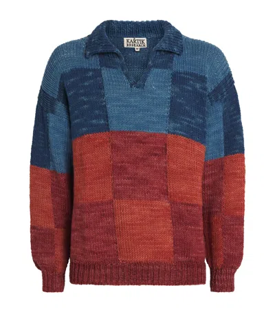 Kartik Research Cotton Check Knitted Rugby Sweater