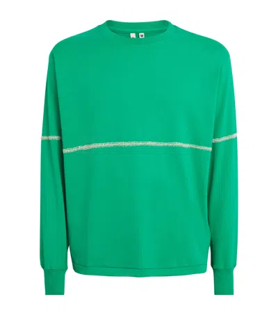 Kartik Research Cotton Embroidered Long-sleeve T-shirt In Green