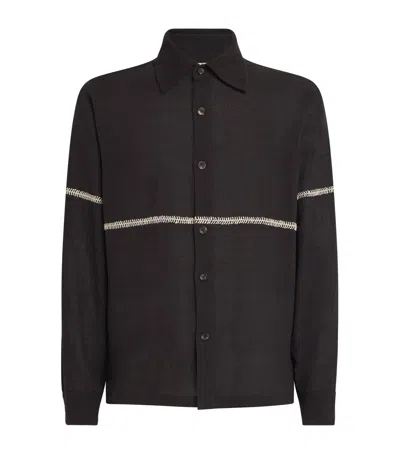 Kartik Research Cotton Embroidered Rabari Shirt In Brown