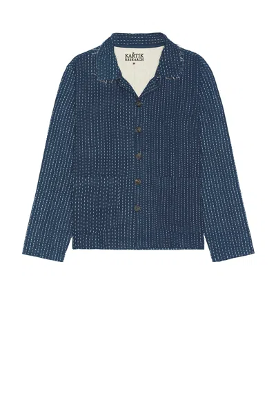 Kartik Research Cropped Jacket In Indigo & Sky