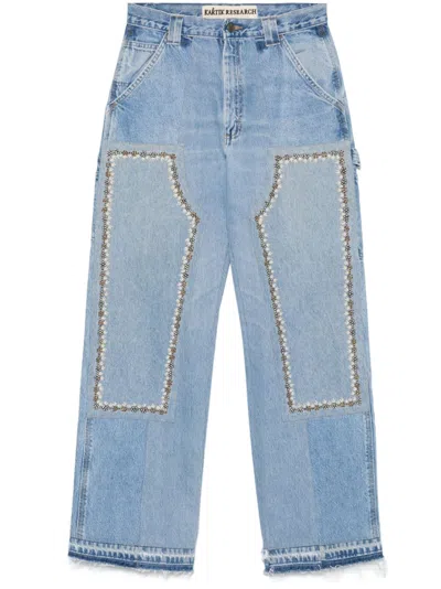 Kartik Research Double Patch Knee Jeans In Blue