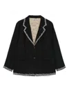 Kartik Research Unstructured Embroidered Linen Blazer In Black