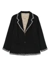 Kartik Research Unstructured Embroidered Linen Blazer In Black