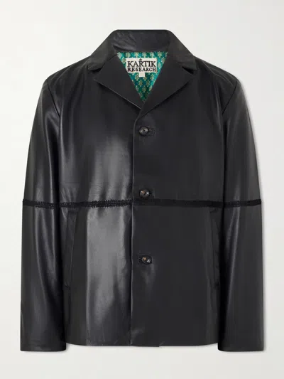 Kartik Research Embroidered Leather Jacket In Black