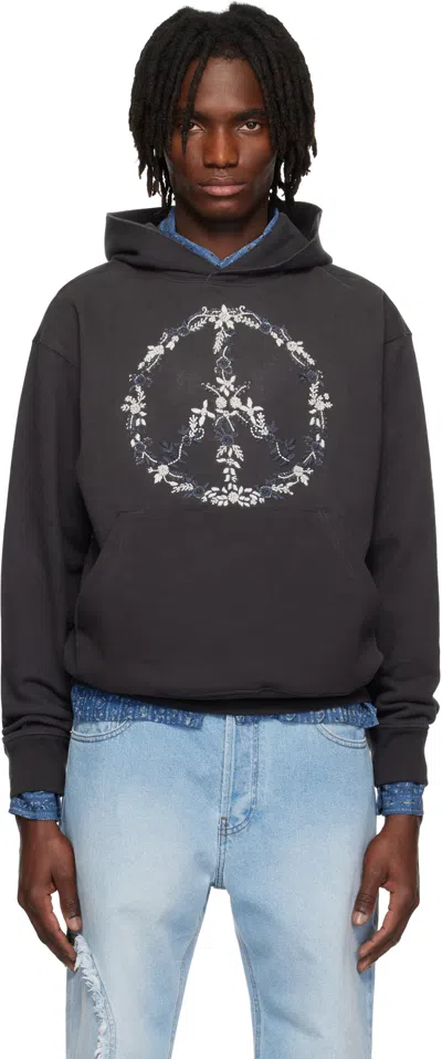 Kartik Research Gray Hand-embroidered Hoodie In Black